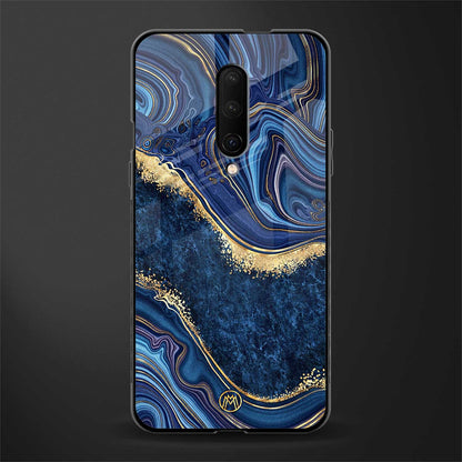 blue gold liquid marble glass case for oneplus 7 pro image