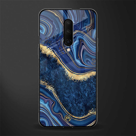 blue gold liquid marble glass case for oneplus 7 pro image