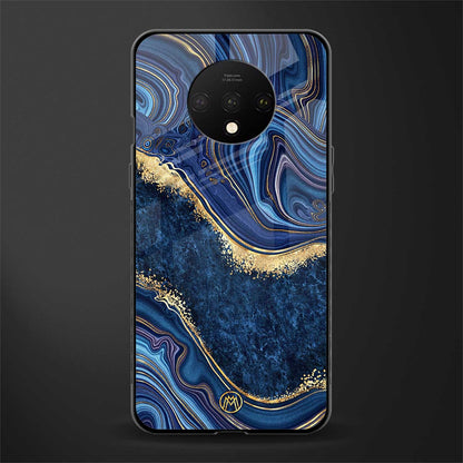 blue gold liquid marble glass case for oneplus 7t image