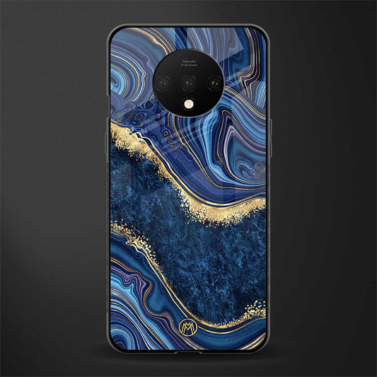 blue gold liquid marble glass case for oneplus 7t image