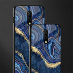 blue gold liquid marble glass case for oneplus 7 image-2