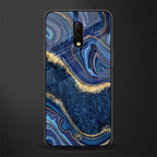 blue gold liquid marble glass case for oneplus 7 image