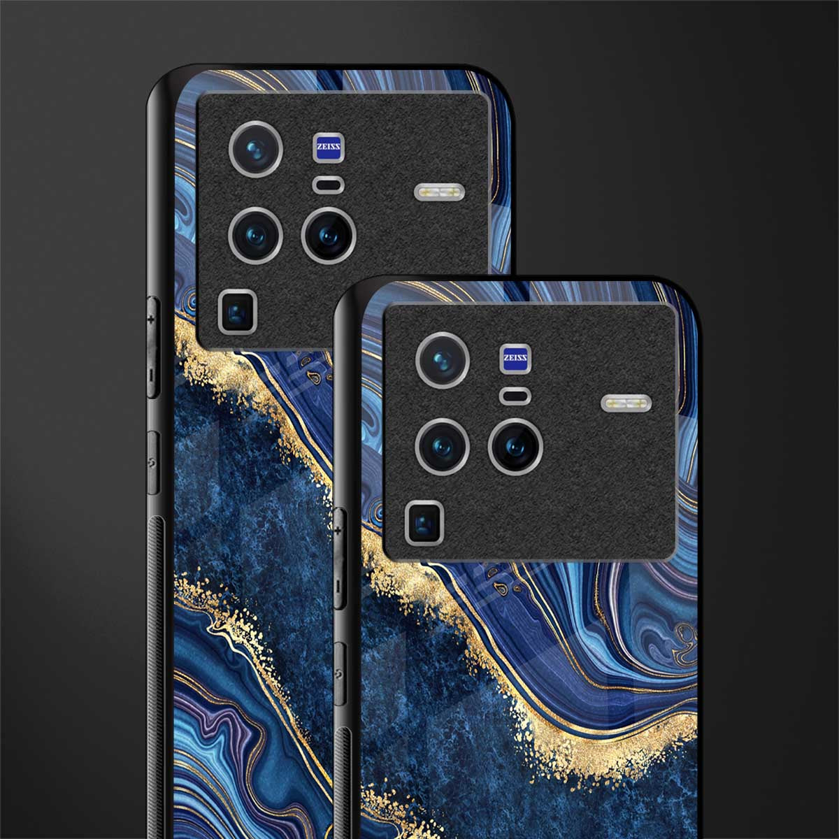 blue gold liquid marble glass case for vivo x80 pro 5g image-2