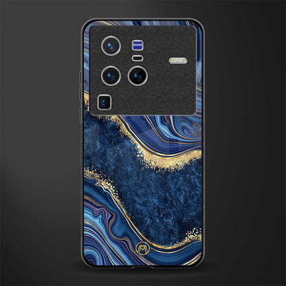 blue gold liquid marble glass case for vivo x80 pro 5g image