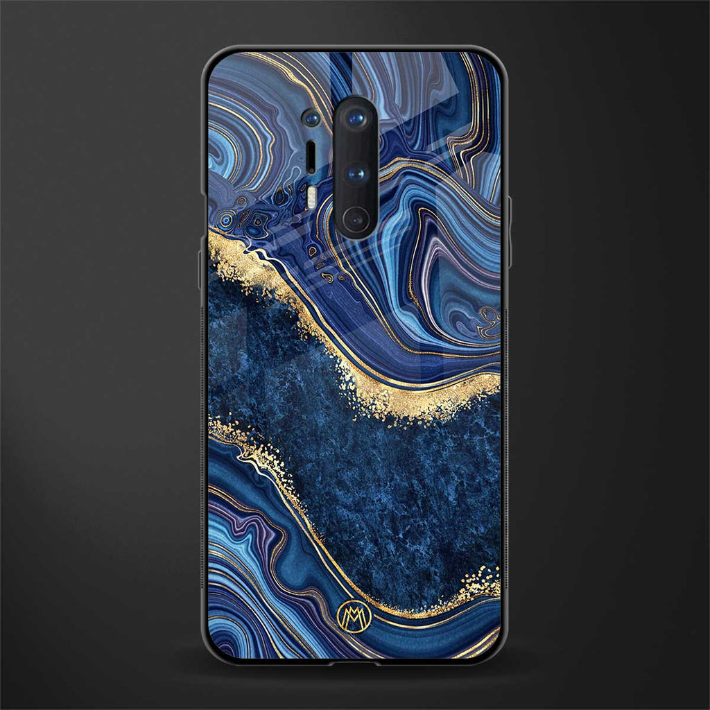 blue gold liquid marble glass case for oneplus 8 pro image