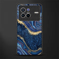 blue gold liquid marble glass case for vivo x80 image