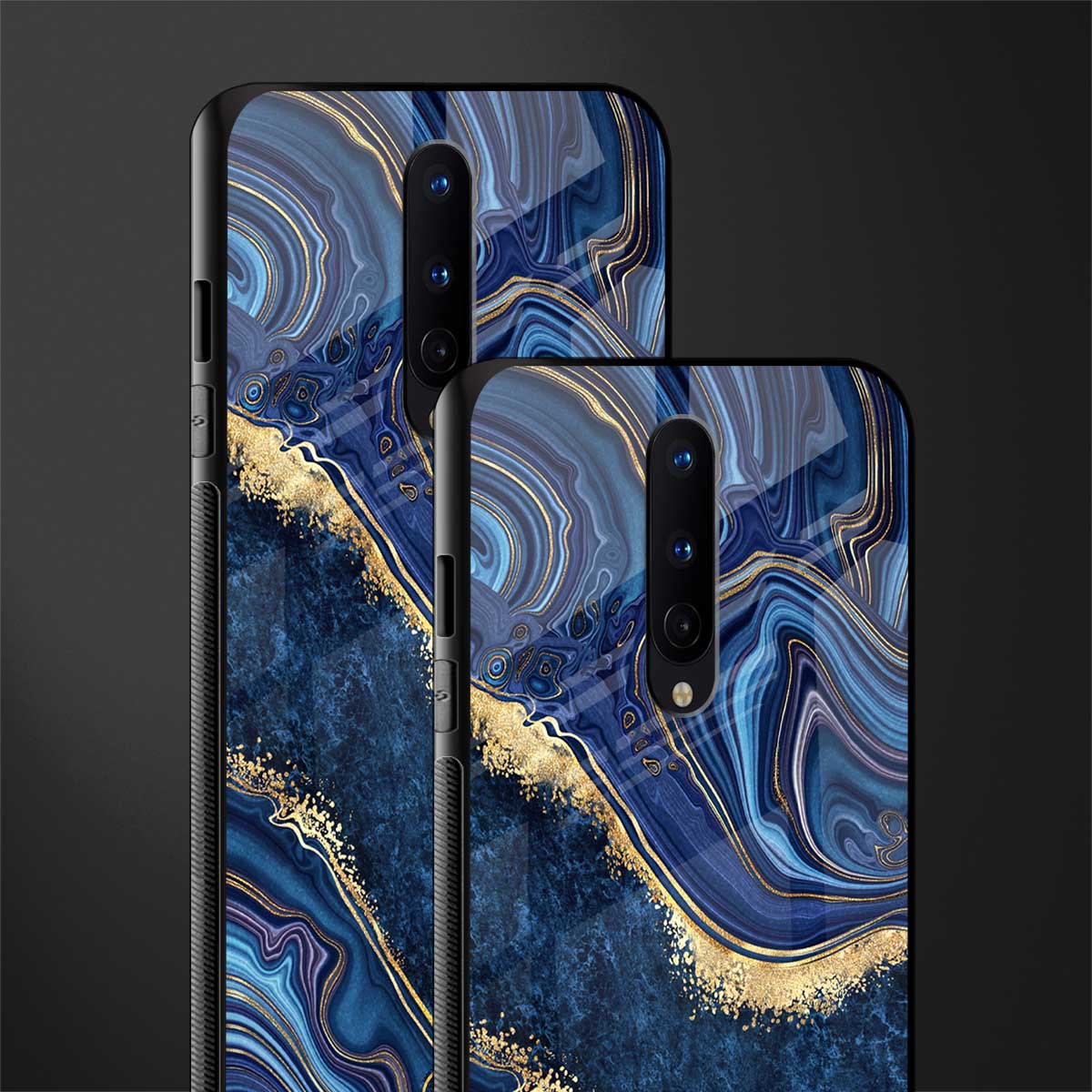 blue gold liquid marble glass case for oneplus 8 image-2