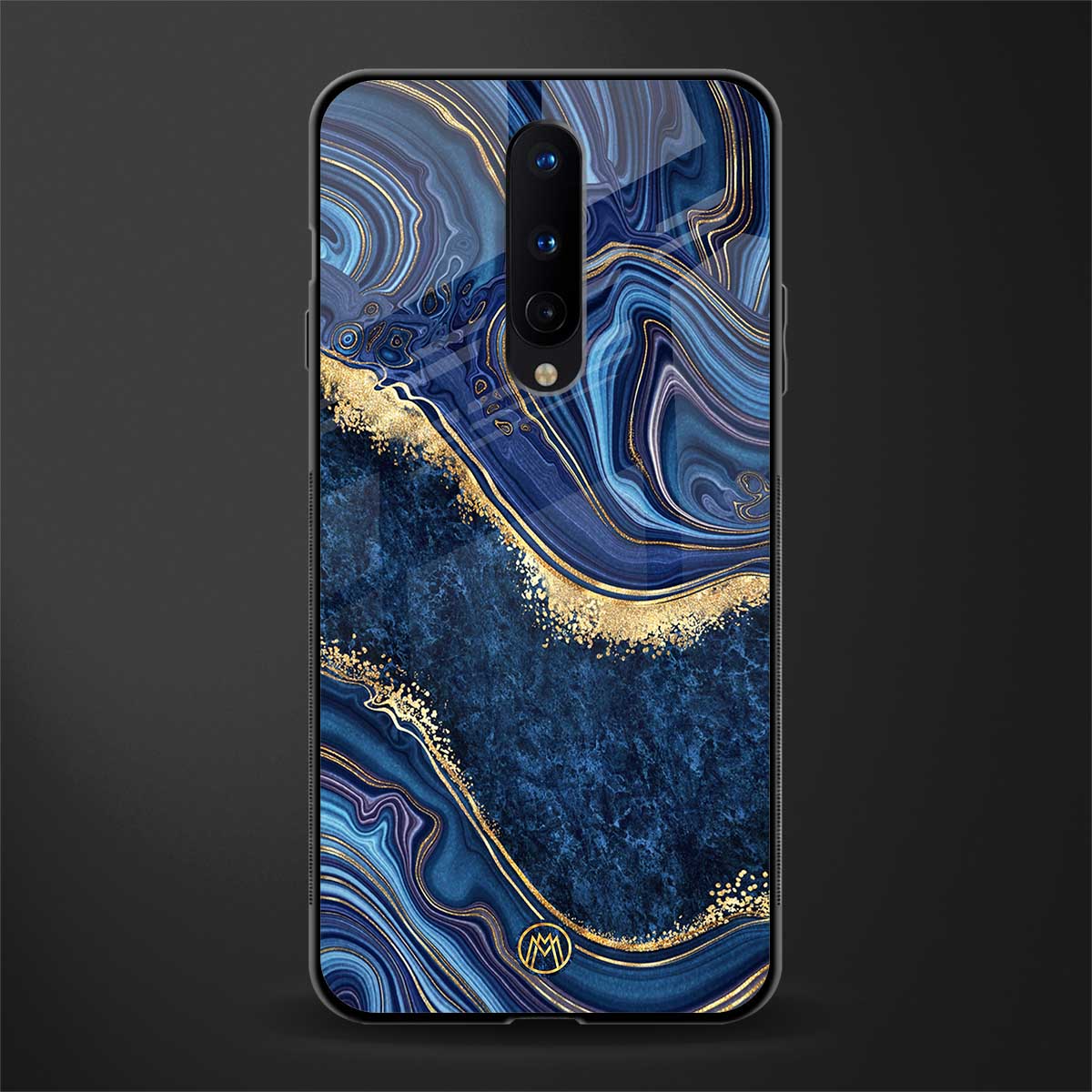 blue gold liquid marble glass case for oneplus 8 image
