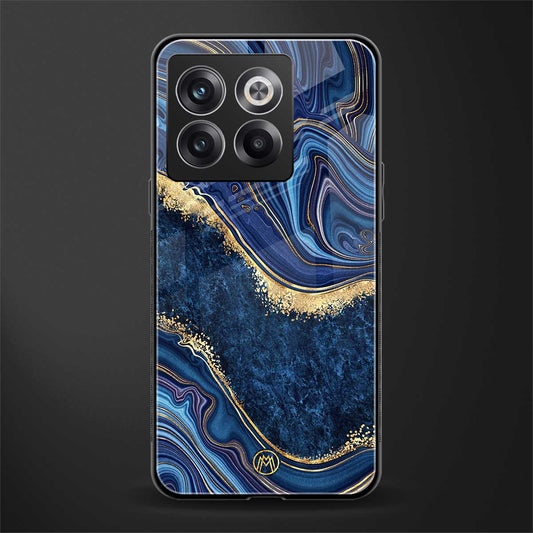 blue gold liquid marble back phone cover | glass case for oneplus 10t