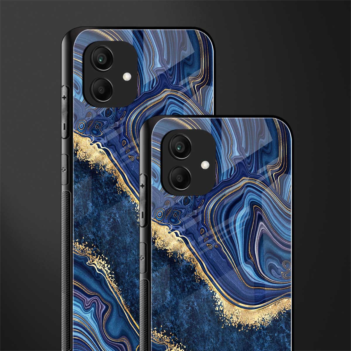 blue gold liquid marble back phone cover | glass case for samsung galaxy a04
