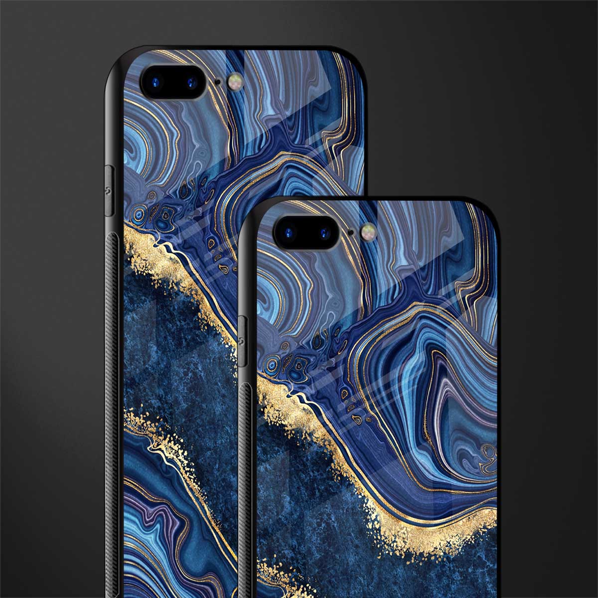 blue gold liquid marble glass case for iphone 7 plus image-2