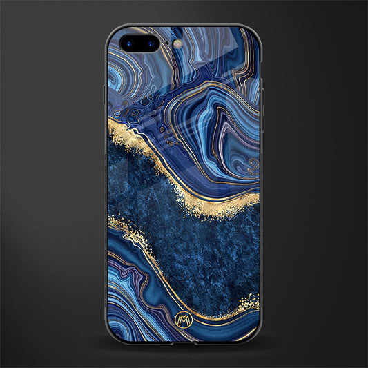 blue gold liquid marble glass case for iphone 7 plus image