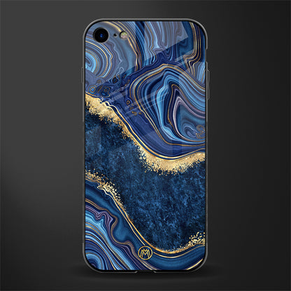 blue gold liquid marble glass case for iphone 8 image