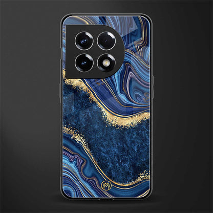 blue gold liquid marble back phone cover | glass case for oneplus 11