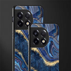 blue gold liquid marble back phone cover | glass case for oneplus 11r