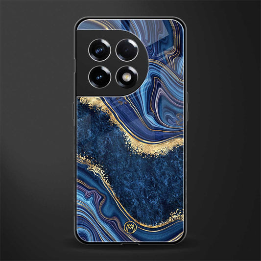 blue gold liquid marble back phone cover | glass case for oneplus 11r