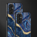 blue gold liquid marble back phone cover | glass case for samsung galaxy a14 5g