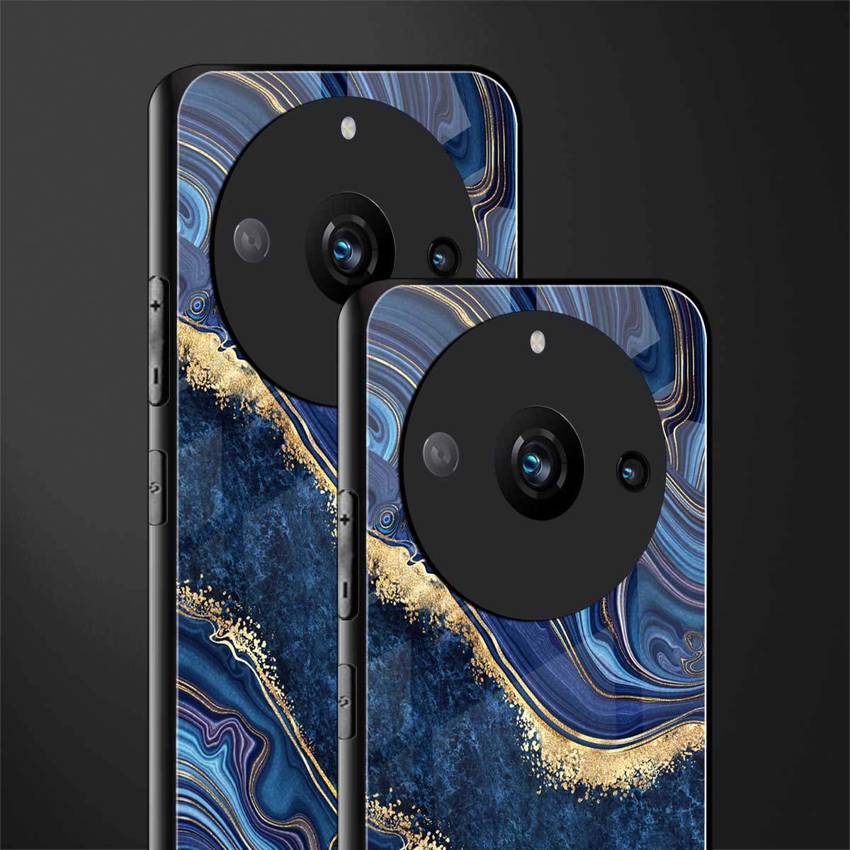 blue gold liquid marble back phone cover | glass case for realme 11 pro 5g