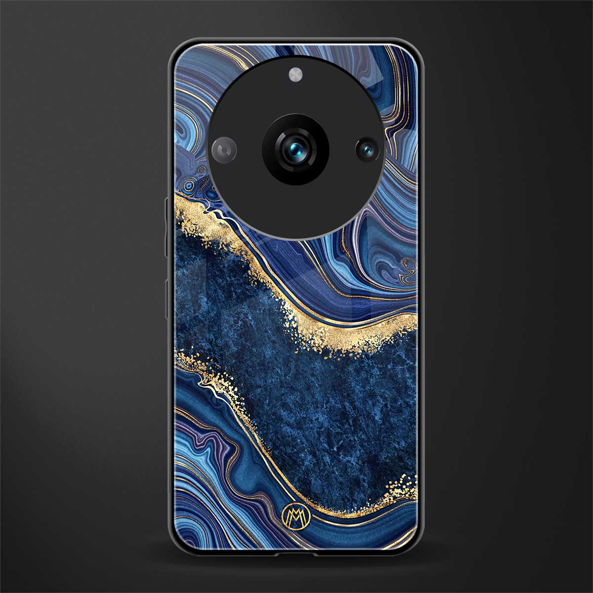 blue gold liquid marble back phone cover | glass case for realme 11 pro 5g