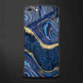 blue gold liquid marble glass case for iphone 6 plus image