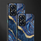 blue gold liquid marble back phone cover | glass case for realme c55