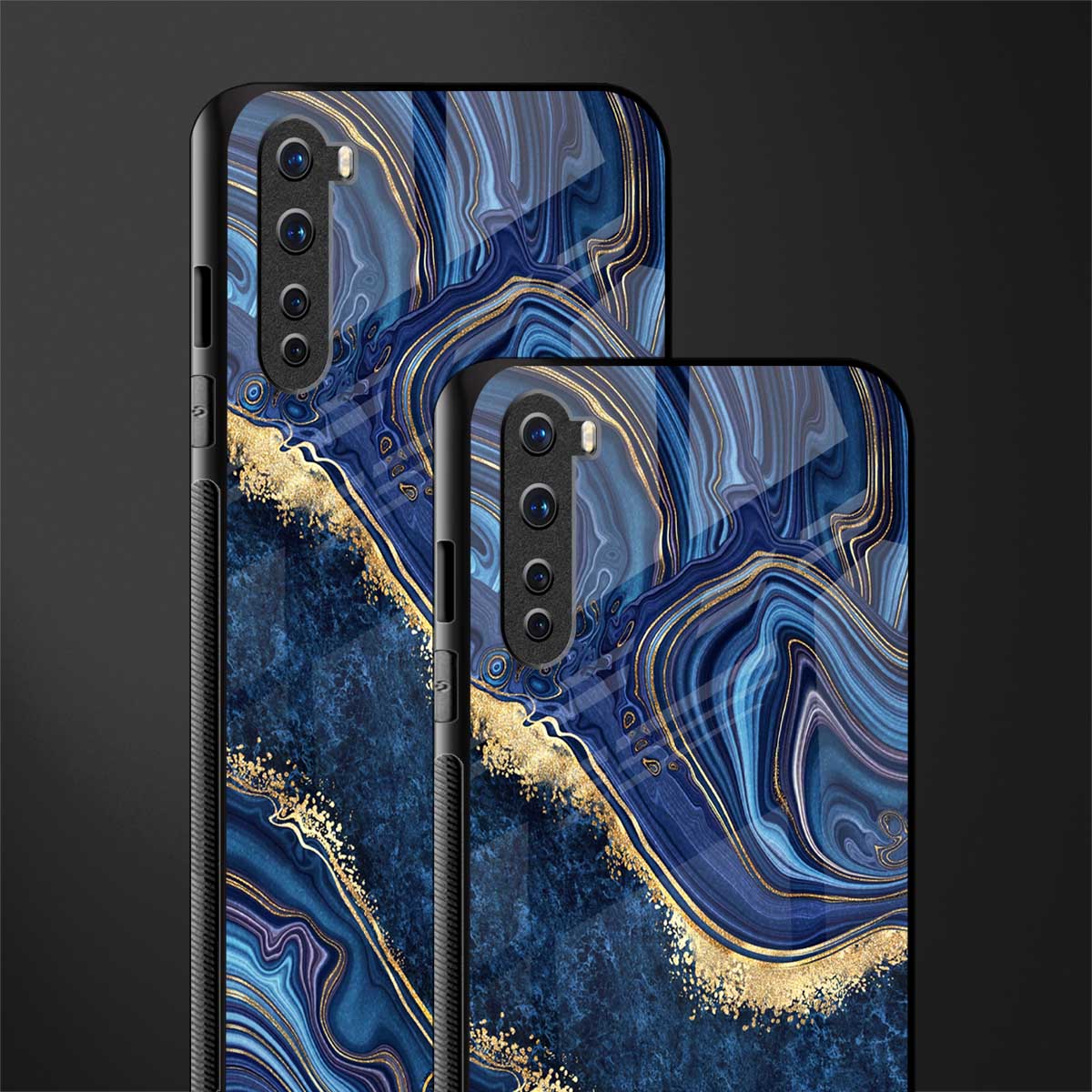 blue gold liquid marble glass case for oneplus nord ac2001 image-2