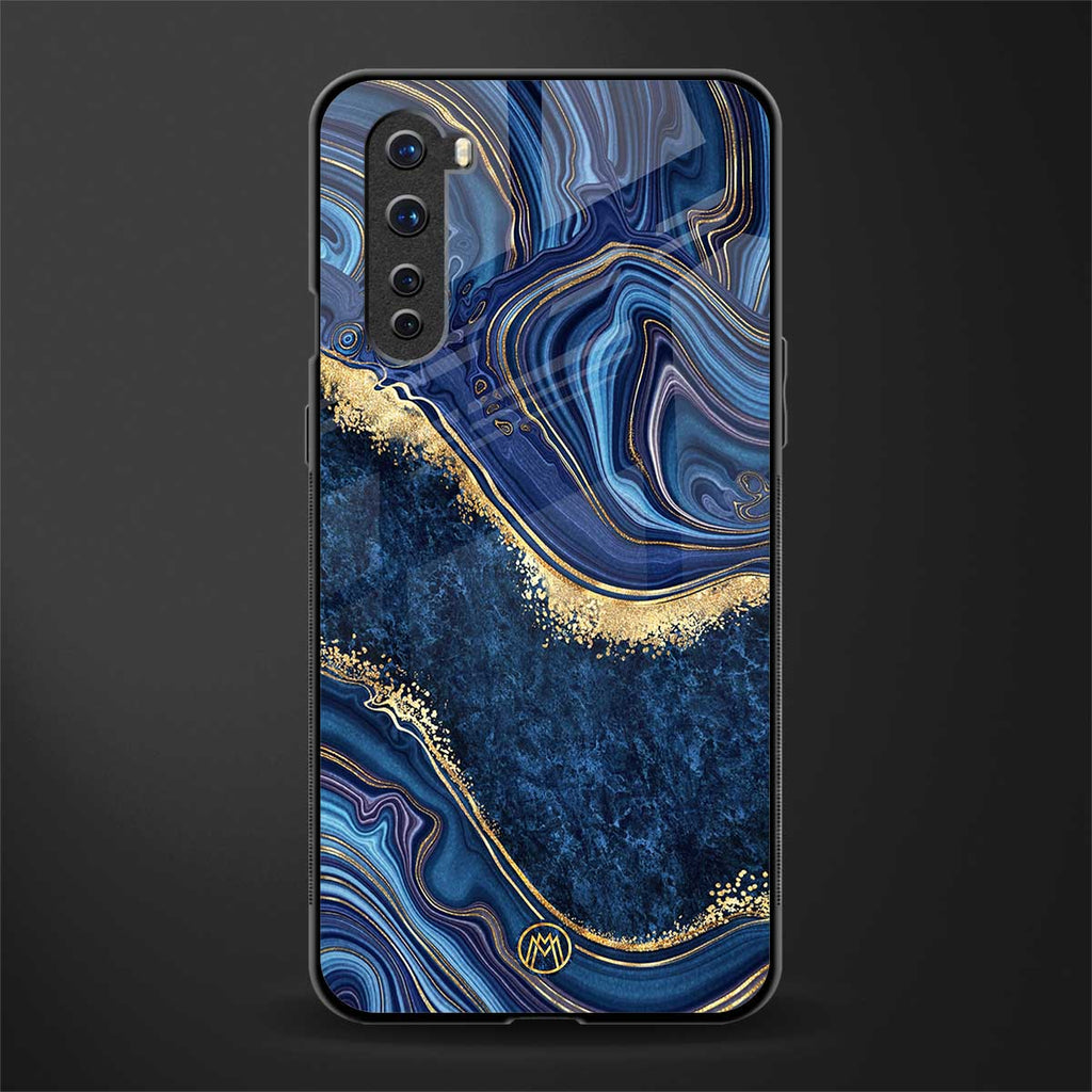 blue gold liquid marble glass case for oneplus nord ac2001 image