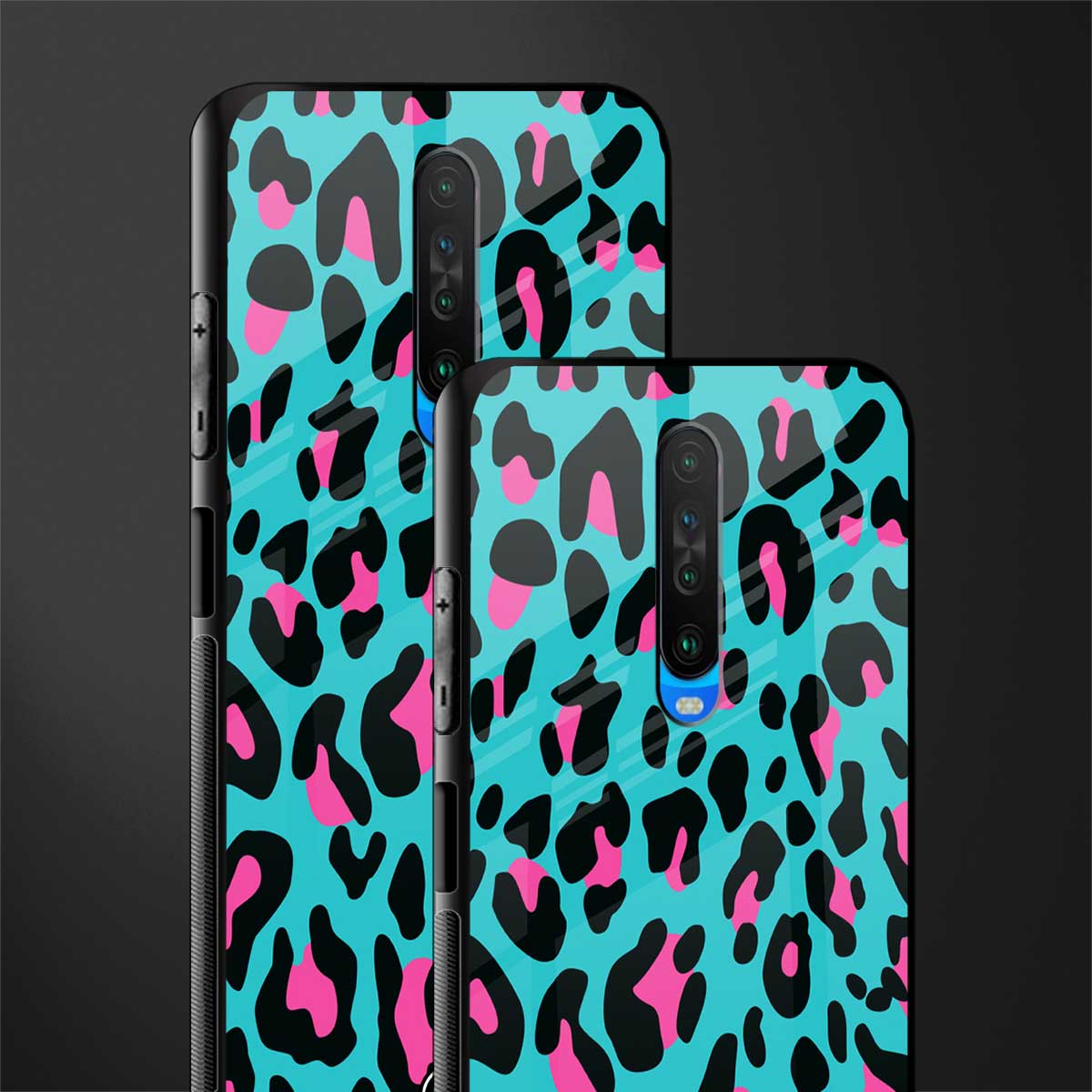blue leopard fur glass case for poco x2 image-2