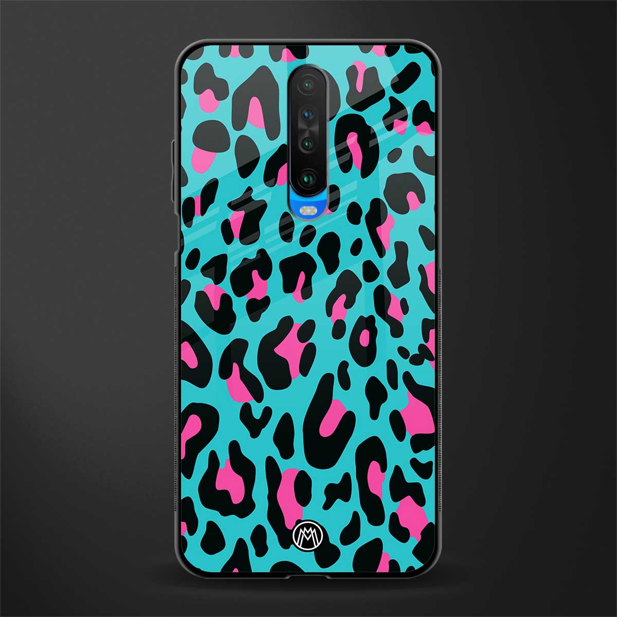 blue leopard fur glass case for poco x2 image