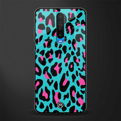blue leopard fur glass case for poco x2 image