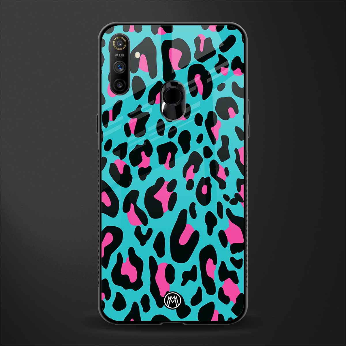 blue leopard fur glass case for realme narzo 20a image
