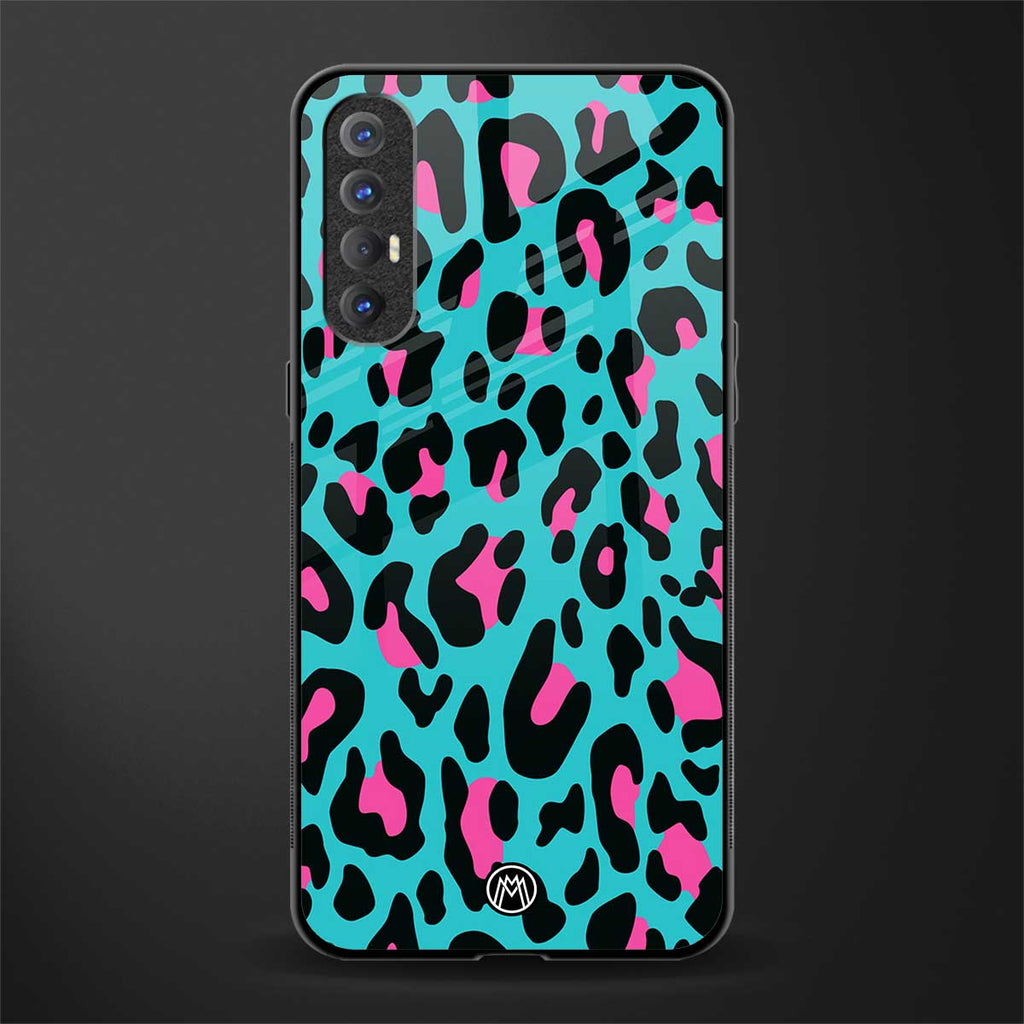 blue leopard fur glass case for oppo reno 3 pro image
