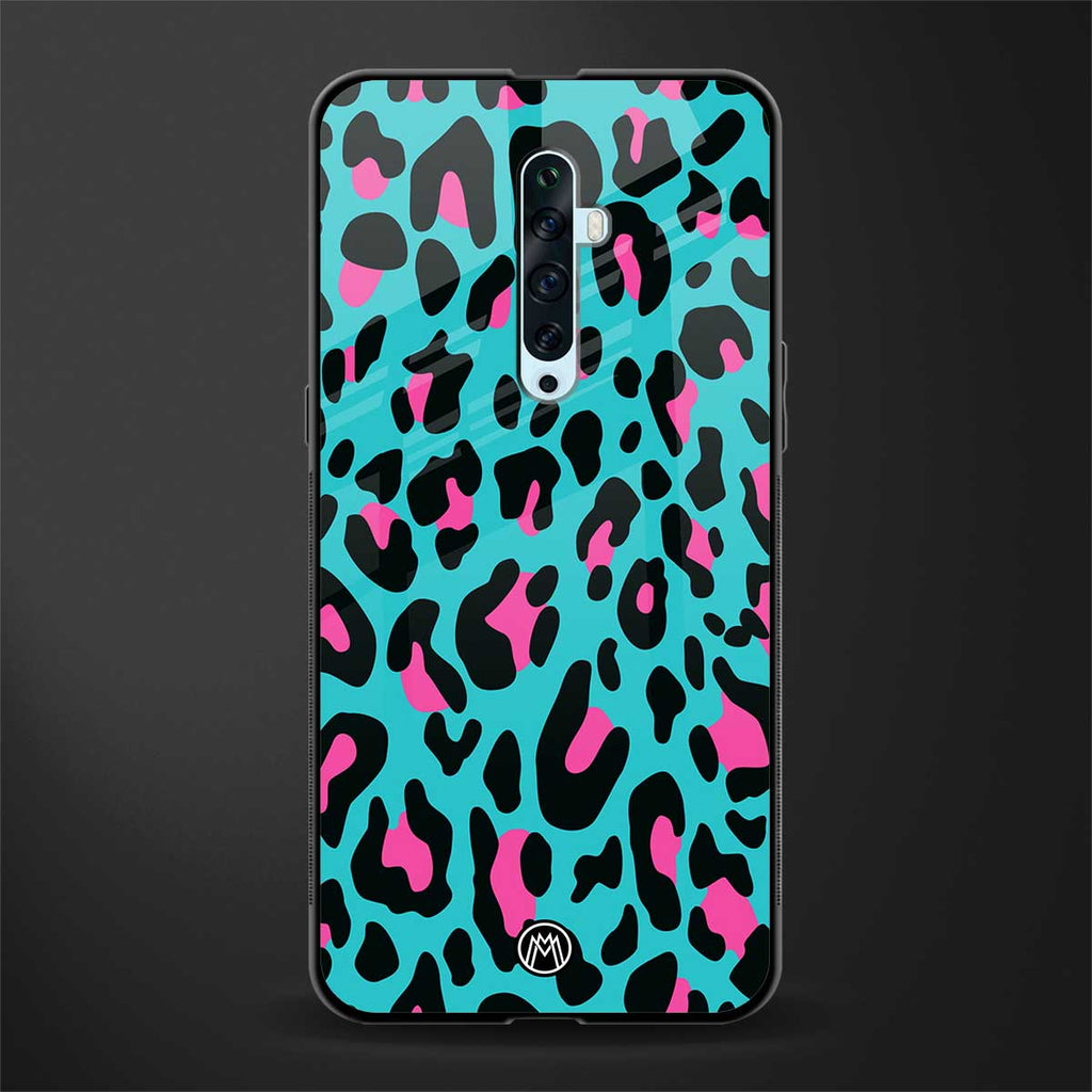 blue leopard fur glass case for oppo reno 2f image