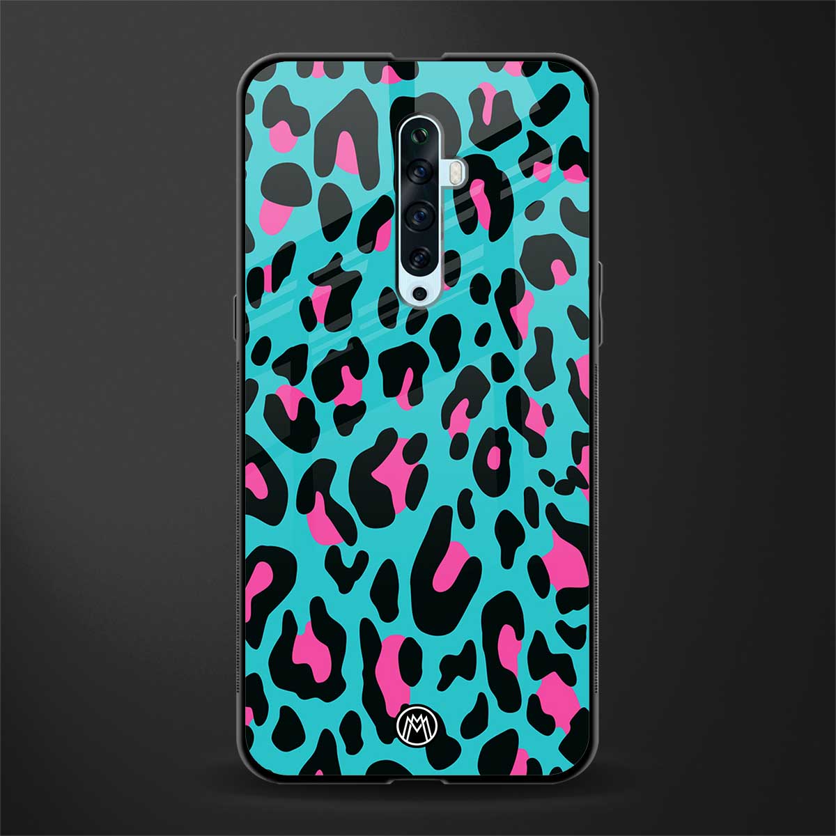 blue leopard fur glass case for oppo reno 2f image