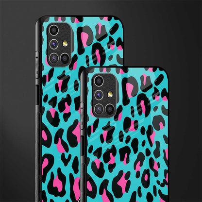 blue leopard fur glass case for samsung galaxy m51 image-2