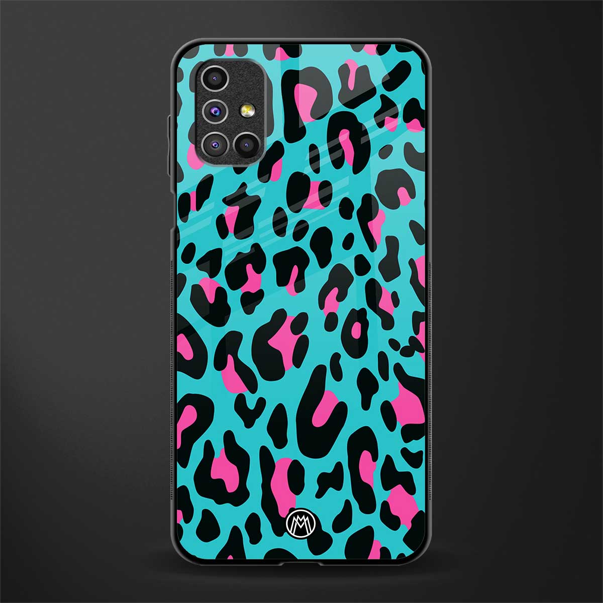 blue leopard fur glass case for samsung galaxy m51 image