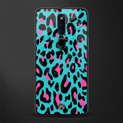 blue leopard fur glass case for oppo f11 pro image