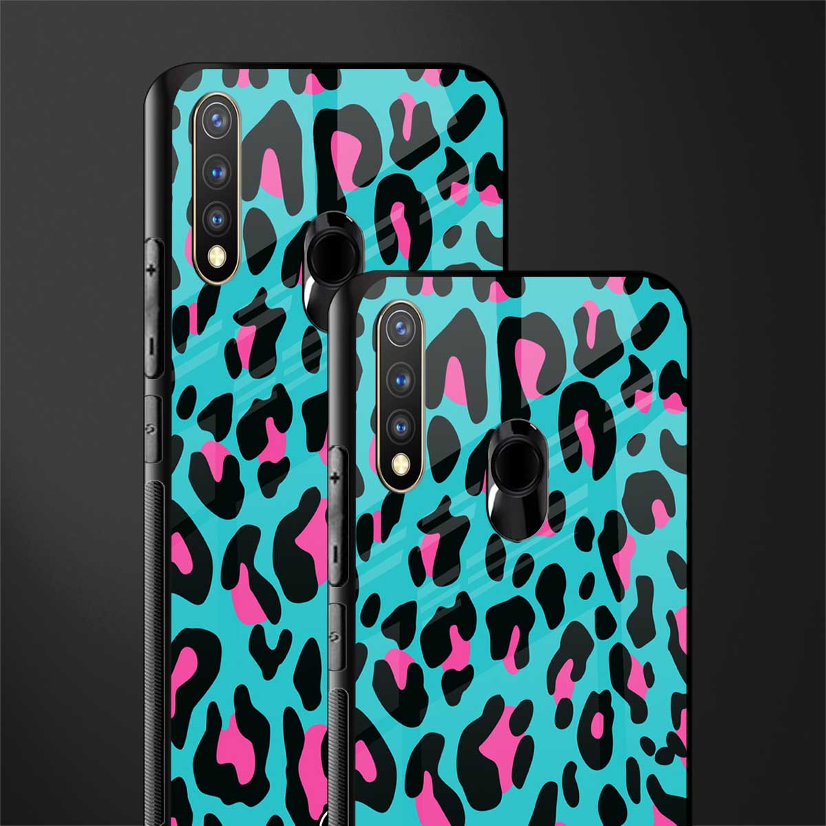 blue leopard fur glass case for vivo u20 image-2