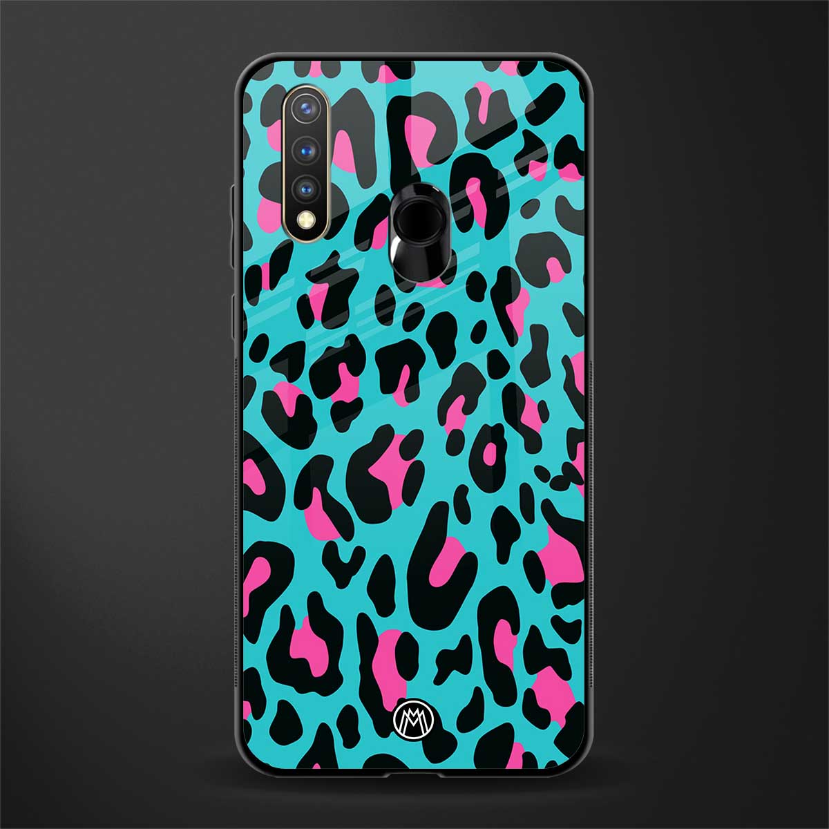 blue leopard fur glass case for vivo u20 image