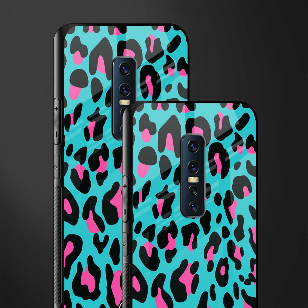 blue leopard fur glass case for vivo v17 pro image-2