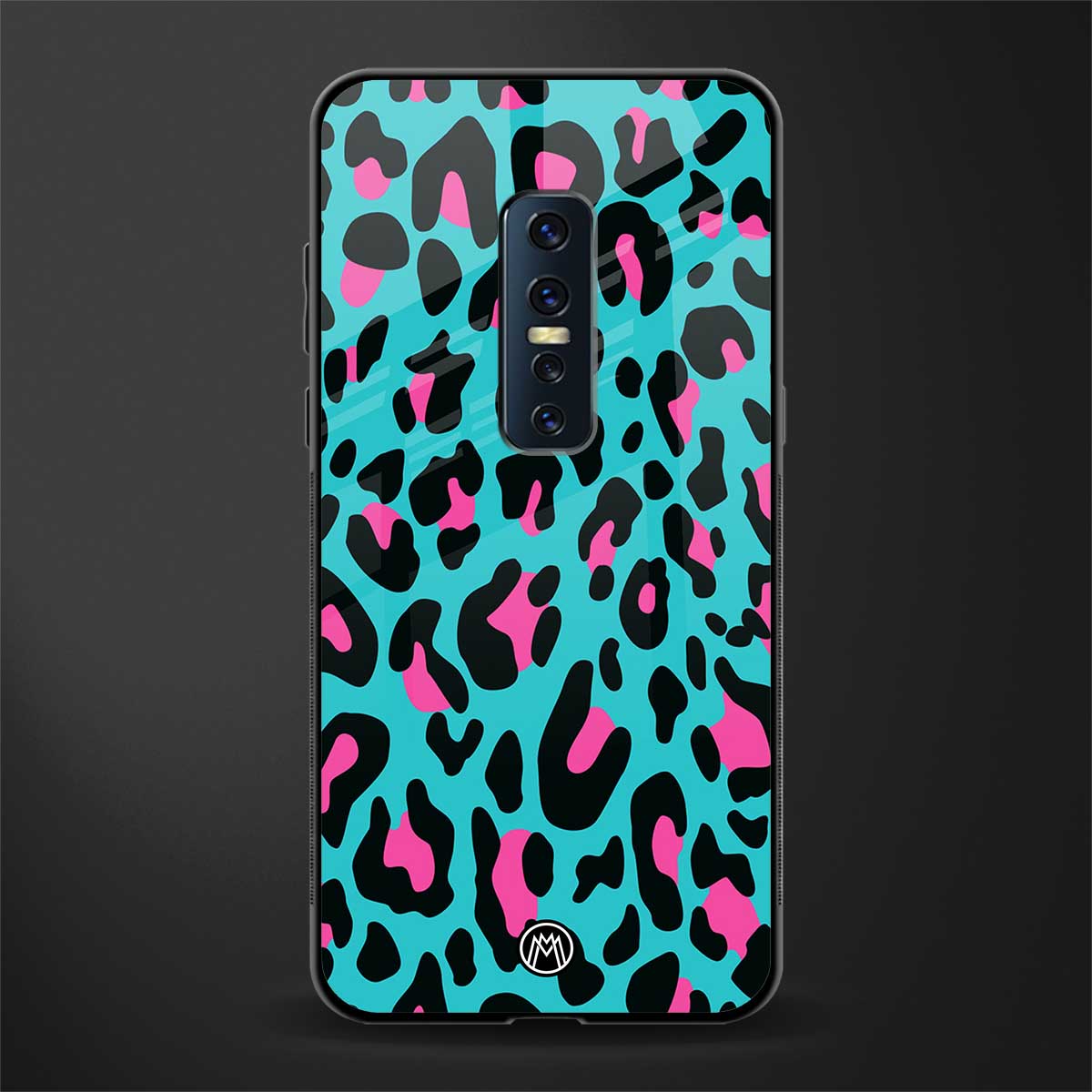 blue leopard fur glass case for vivo v17 pro image