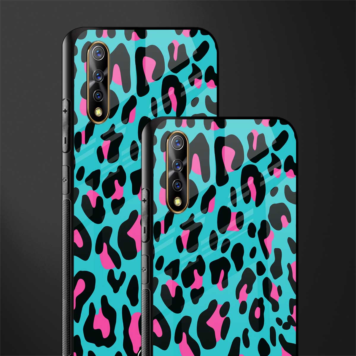 blue leopard fur glass case for vivo s1 image-2
