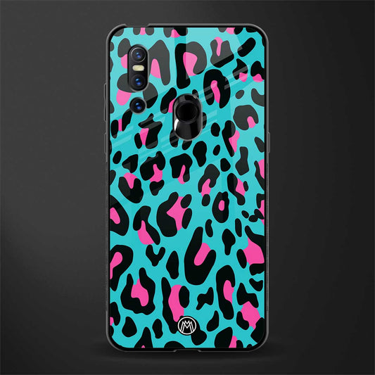 blue leopard fur glass case for vivo v15 image