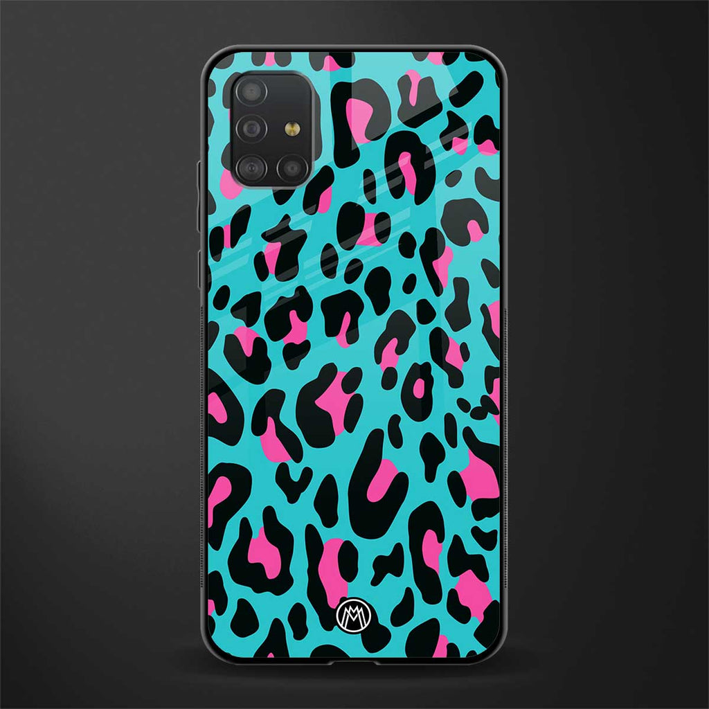 blue leopard fur glass case for samsung galaxy a51 image