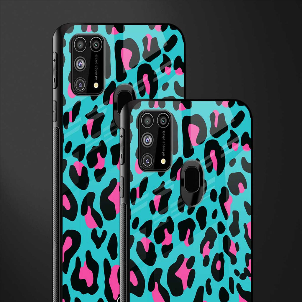 blue leopard fur glass case for samsung galaxy m31 prime edition image-2