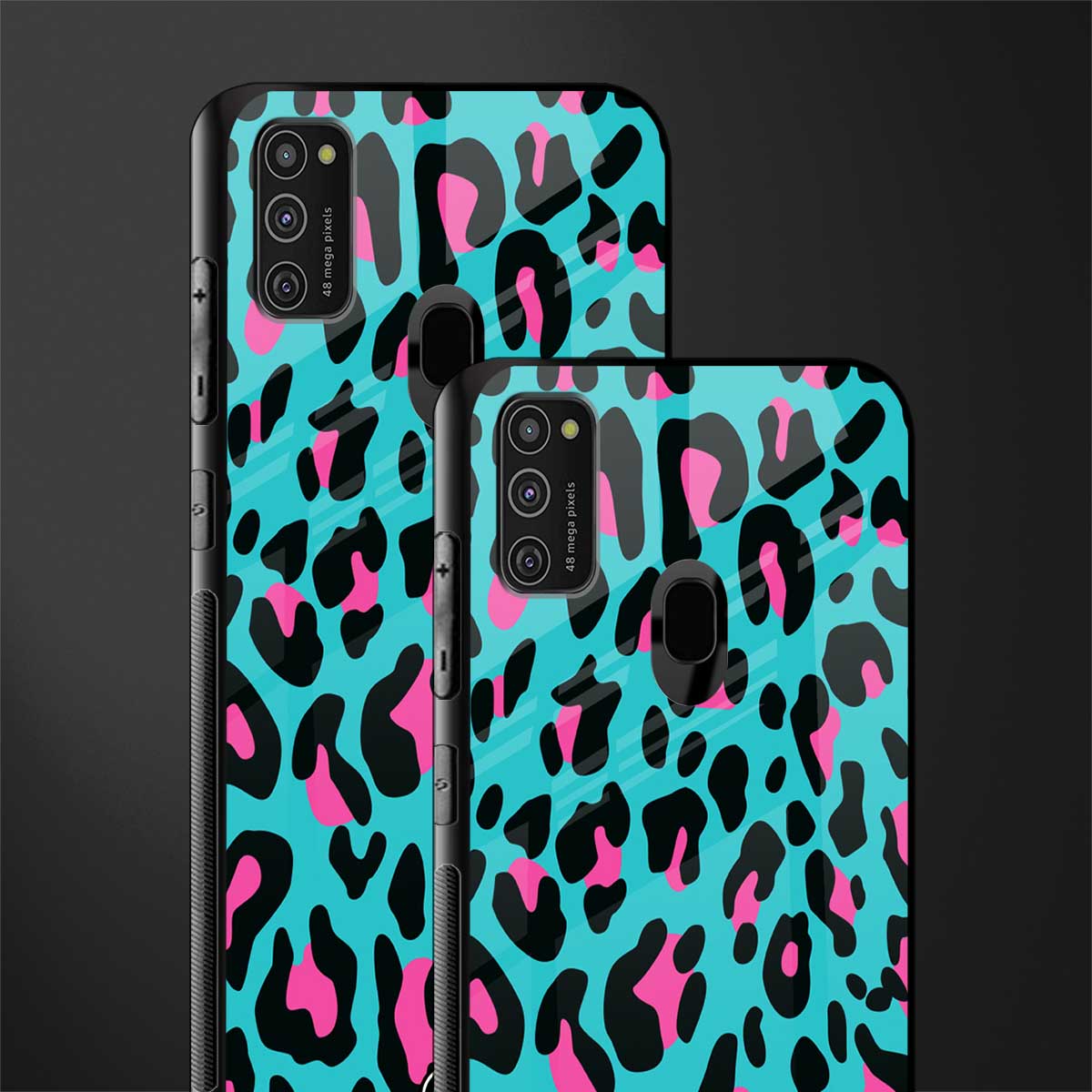 blue leopard fur glass case for samsung galaxy m21 image-2