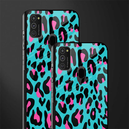 blue leopard fur glass case for samsung galaxy m21 image-2
