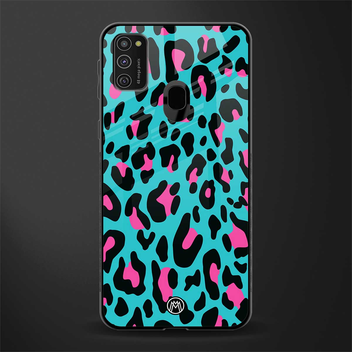 blue leopard fur glass case for samsung galaxy m21 image