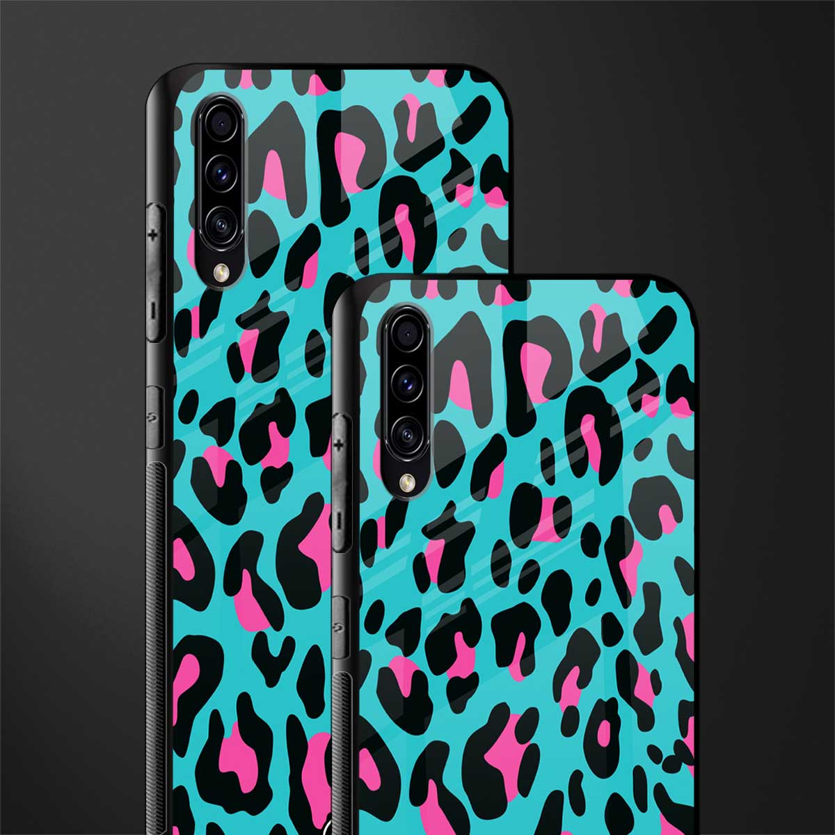 blue leopard fur glass case for samsung galaxy a50s image-2