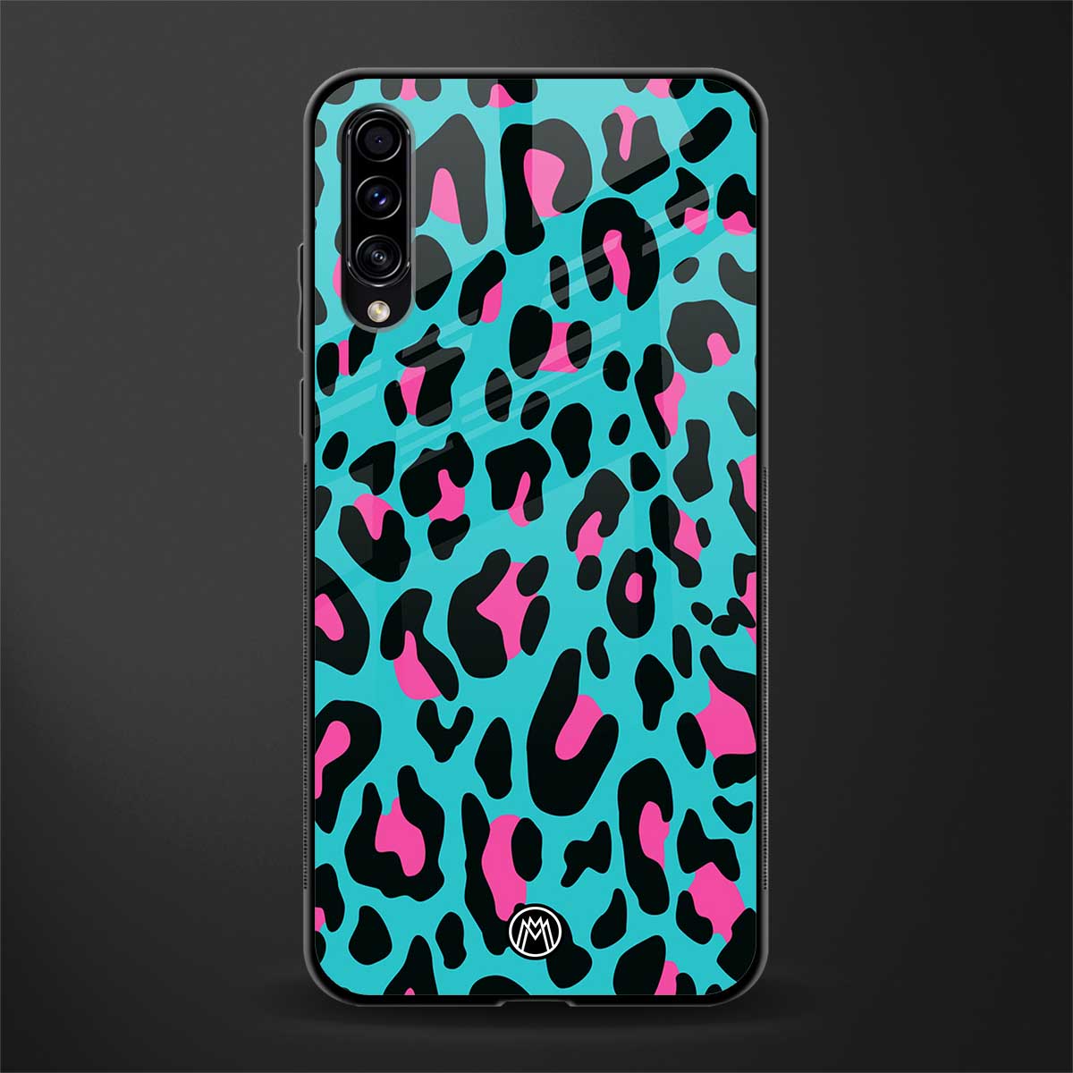 blue leopard fur glass case for samsung galaxy a50s image